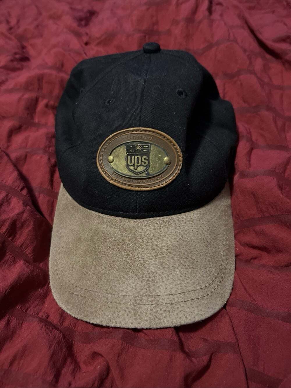UPS United Parcel Service baseball hat cap metal logo brown suede Legend Made